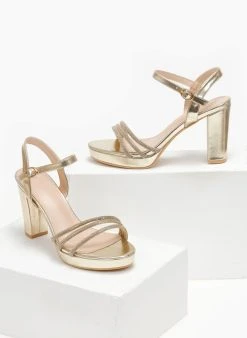 The Fashion Project Πέδιλα με μπαρέτα και στρας - Χρυσό -Κατάστημα TheFashionProject pedila me mpareta kai strass 110585 joen