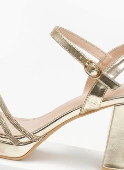 The Fashion Project Πέδιλα με μπαρέτα και στρας - Χρυσό -Κατάστημα TheFashionProject pedila me mpareta kai strass 110585 rlnu