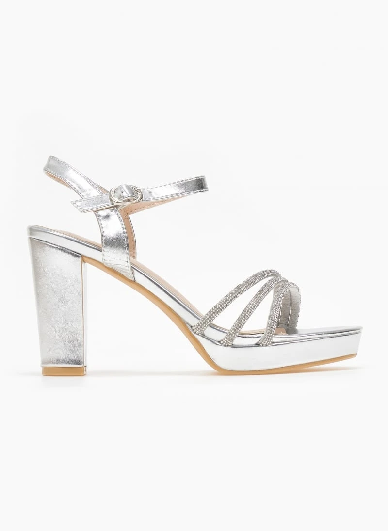 The Fashion Project Πέδιλα με μπαρέτα και στρας - Ασημί 3 The Fashion Project Πέδιλα με μπαρέτα και στρας - Ασημί