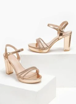 The Fashion Project Πέδιλα με μπαρέτα και στρας - Χαλκός -Κατάστημα TheFashionProject pedila me mpareta kai strass 110587 fhgs