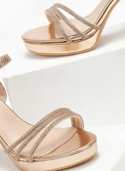 The Fashion Project Πέδιλα με μπαρέτα και στρας - Χαλκός -Κατάστημα TheFashionProject pedila me mpareta kai strass 110587 seti