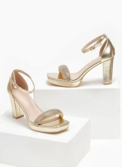 The Fashion Project Πέδιλα με μπαρέτα και στρας φάσα - Χρυσό -Κατάστημα TheFashionProject pedila me mpareta kai strass fasa 110618 h8if