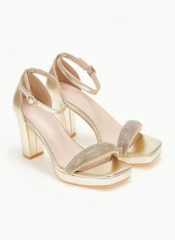 The Fashion Project Πέδιλα με μπαρέτα και στρας φάσα - Χρυσό -Κατάστημα TheFashionProject pedila me mpareta kai strass fasa 110618 izm6