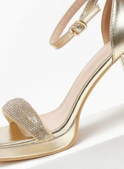 The Fashion Project Πέδιλα με μπαρέτα και στρας φάσα - Χρυσό -Κατάστημα TheFashionProject pedila me mpareta kai strass fasa 110618 n1oo