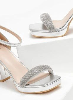 The Fashion Project Πέδιλα με μπαρέτα και στρας φάσα - Ασημί -Κατάστημα TheFashionProject pedila me mpareta kai strass fasa 110619 zius