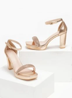 The Fashion Project Πέδιλα με μπαρέτα και στρας φάσα - Χαλκός -Κατάστημα TheFashionProject pedila me mpareta kai strass fasa 110620 6kp0