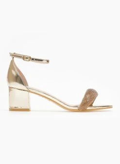 The Fashion Project Πέδιλα με μπαρέτα και στρας φάσα - Χρυσό -Κατάστημα TheFashionProject pedila me mpareta kai strass fasa 110697 kpu4
