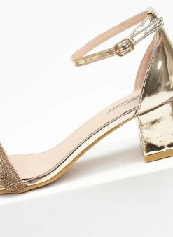The Fashion Project Πέδιλα με μπαρέτα και στρας φάσα - Χρυσό -Κατάστημα TheFashionProject pedila me mpareta kai strass fasa 110697 lb0y