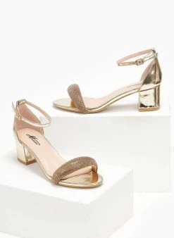 The Fashion Project Πέδιλα με μπαρέτα και στρας φάσα - Χρυσό -Κατάστημα TheFashionProject pedila me mpareta kai strass fasa 110697 wemv