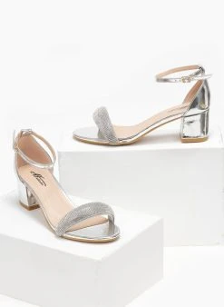 The Fashion Project Πέδιλα με μπαρέτα και στρας φάσα - Ασημί -Κατάστημα TheFashionProject pedila me mpareta kai strass fasa 110698 cznx