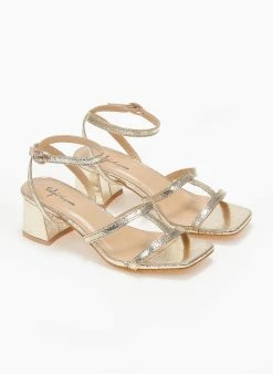 The Fashion Project Πέδιλα με μπαρέτα και χαμηλό τακούνι - Χρυσό -Κατάστημα TheFashionProject pedila me mpareta kai xamilo takouni 111362 er1y