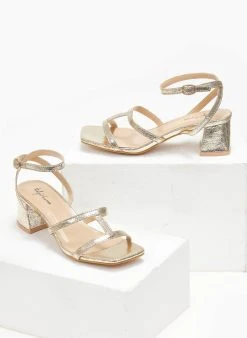 The Fashion Project Πέδιλα με μπαρέτα και χαμηλό τακούνι - Χρυσό -Κατάστημα TheFashionProject pedila me mpareta kai xamilo takouni 111362 zh1r