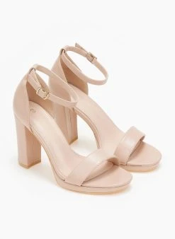 The Fashion Project Πέδιλα με μπαρέτα και χοντρό τακούνι - Μπεζ -Κατάστημα TheFashionProject pedila me mpareta kai xontro takouni 110740 hduf