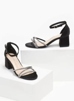 The Fashion Project Πέδιλα με μπαρέτα σατέν - Μαύρο -Κατάστημα TheFashionProject pedila me mpareta saten 110660 wtcs