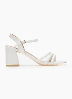 The Fashion Project Πέδιλα με μπαρέτα σε καρέ γραμμή - Λευκό -Κατάστημα TheFashionProject pedila me mpareta se kare grammi 110605 1idu