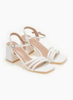 The Fashion Project Πέδιλα με μπαρέτα σε καρέ γραμμή - Λευκό -Κατάστημα TheFashionProject pedila me mpareta se kare grammi 110605 k4p8