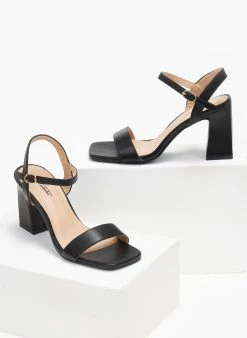 The Fashion Project Πέδιλα με μπαρέτα σε καρέ γραμμή - Μαύρο -Κατάστημα TheFashionProject pedila me mpareta se kare grammi 110656 ipf4