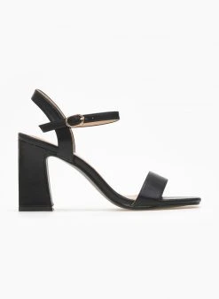 The Fashion Project Πέδιλα με μπαρέτα σε καρέ γραμμή - Μαύρο -Κατάστημα TheFashionProject pedila me mpareta se kare grammi 110656 v7nn