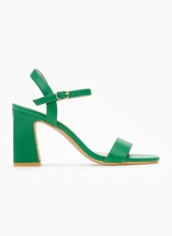 The Fashion Project Πέδιλα με μπαρέτα σε καρέ γραμμή - Πράσινο -Κατάστημα TheFashionProject pedila me mpareta se kare grammi 110658 4ttk