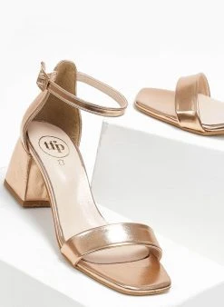 Πέδιλα με μπαρέτα σε μεταλλικά χρώματα Tfp - Χαλκός -Κατάστημα TheFashionProject pedila me mpareta se metallika xrwmata tfp 110930 ve47