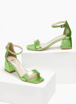 Πέδιλα με μπαρέτα σε μεταλλικά χρώματα Tfp - Lime -Κατάστημα TheFashionProject pedila me mpareta se metallika xrwmata tfp 110931 wts3