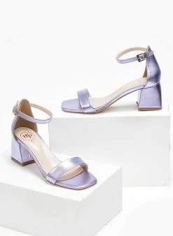 Πέδιλα με μπαρέτα σε μεταλλικά χρώματα Tfp - Λιλά -Κατάστημα TheFashionProject pedila me mpareta se metallika xrwmata tfp 111158 cvx2