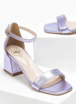 Πέδιλα με μπαρέτα σε μεταλλικά χρώματα Tfp - Λιλά -Κατάστημα TheFashionProject pedila me mpareta se metallika xrwmata tfp 111158 ojsk
