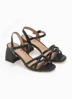 The Fashion Project Πέδιλα με μπαρέτα και Pattern στα λουράκια - Μαύρο -Κατάστημα TheFashionProject pedila me pattern sta lourakia 111405 5s1x