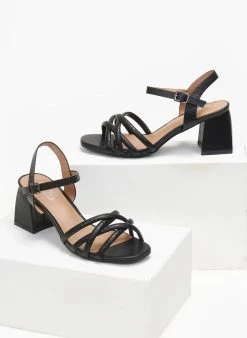 The Fashion Project Πέδιλα με μπαρέτα και Pattern στα λουράκια - Μαύρο -Κατάστημα TheFashionProject pedila me pattern sta lourakia 111405 eszs