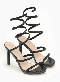 The Fashion Project Πέδιλα με στρας και έλασμα - Μαύρο -Κατάστημα TheFashionProject pedila me strass kai elasma 110718 8mvz