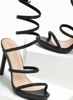 The Fashion Project Πέδιλα με στρας και έλασμα - Μαύρο -Κατάστημα TheFashionProject pedila me strass kai elasma 110718 z8e9