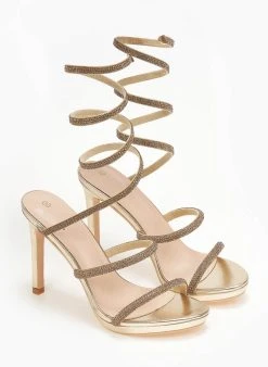 The Fashion Project Πέδιλα με στρας και έλασμα - Χρυσό -Κατάστημα TheFashionProject pedila me strass kai elasma 110719 09lv