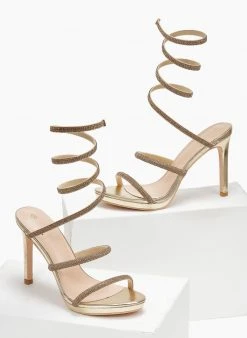 The Fashion Project Πέδιλα με στρας και έλασμα - Χρυσό -Κατάστημα TheFashionProject pedila me strass kai elasma 110719 9w3k