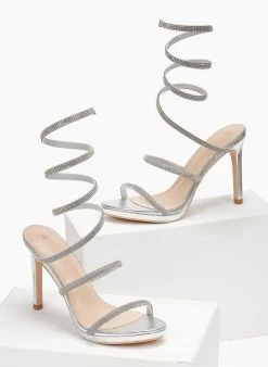 The Fashion Project Πέδιλα με στρας και έλασμα - Ασημί -Κατάστημα TheFashionProject pedila me strass kai elasma 110720 18km