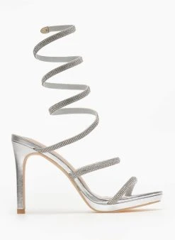 The Fashion Project Πέδιλα με στρας και έλασμα - Ασημί -Κατάστημα TheFashionProject pedila me strass kai elasma 110720 pojs