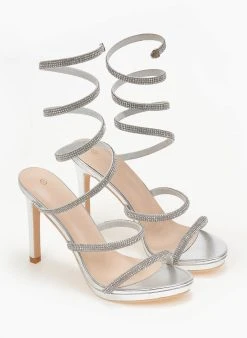 The Fashion Project Πέδιλα με στρας και έλασμα - Ασημί -Κατάστημα TheFashionProject pedila me strass kai elasma 110720 xomv
