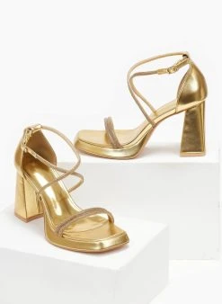 The Fashion Project Πέδιλα με στρας και φιάπα - Χρυσό -Κατάστημα TheFashionProject pedila me strass kai fiapa 110557 7ul0