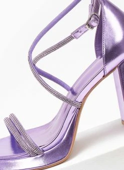 The Fashion Project Πέδιλα με στρας και φιάπα - Μωβ ανοιχτό -Κατάστημα TheFashionProject pedila me strass kai fiapa 110559 7oue