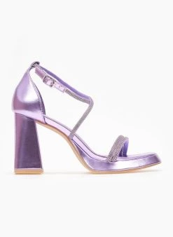 The Fashion Project Πέδιλα με στρας και φιάπα - Μωβ ανοιχτό -Κατάστημα TheFashionProject pedila me strass kai fiapa 110559 rskc