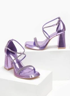 The Fashion Project Πέδιλα με στρας και φιάπα - Μωβ ανοιχτό -Κατάστημα TheFashionProject pedila me strass kai fiapa 110559 yldv