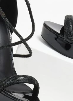 The Fashion Project Πέδιλα με στρας και φιάπα - Μαύρο -Κατάστημα TheFashionProject pedila me strass kai fiapa 110580 pigg