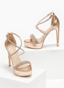 The Fashion Project Πέδιλα με στρας και φιάπα - Χαλκός -Κατάστημα TheFashionProject pedila me strass kai fiapa 110583 dch0