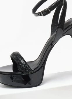 TFP Πέδιλα με στρας και μπαρέτα - Μαύρο -Κατάστημα TheFashionProject pedila me strass kai mpareta 110570 2449