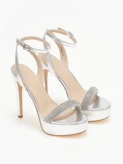 TFP Πέδιλα με στρας και μπαρέτα - Ασημί -Κατάστημα TheFashionProject pedila me strass kai mpareta 110572 xm0v