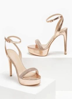 TFP Πέδιλα με στρας και μπαρέτα - Χαλκός -Κατάστημα TheFashionProject pedila me strass kai mpareta 110573 np8l