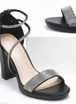 The Fashion Project Πέδιλα με στρας και μπαρέτα - Μαύρο -Κατάστημα TheFashionProject pedila me strass kai mpareta 110727 9cxk