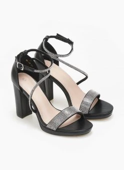 The Fashion Project Πέδιλα με στρας και μπαρέτα - Μαύρο -Κατάστημα TheFashionProject pedila me strass kai mpareta 110727 pkwo