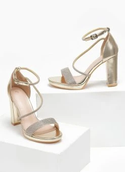 The Fashion Project Πέδιλα με στρας και μπαρέτα - Χρυσό -Κατάστημα TheFashionProject pedila me strass kai mpareta 110728 yht8