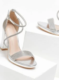 The Fashion Project Πέδιλα με στρας και μπαρέτα - Ασημί -Κατάστημα TheFashionProject pedila me strass kai mpareta 110729 20b1