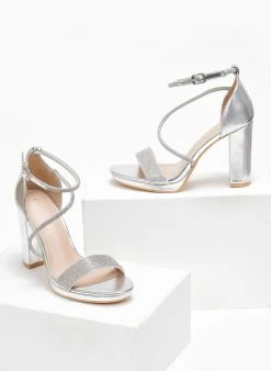 The Fashion Project Πέδιλα με στρας και μπαρέτα - Ασημί -Κατάστημα TheFashionProject pedila me strass kai mpareta 110729 wk0h